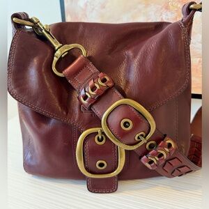Coach Bleecker Legacy Tattersall Flap Bag in Wine/Oxblood #11419